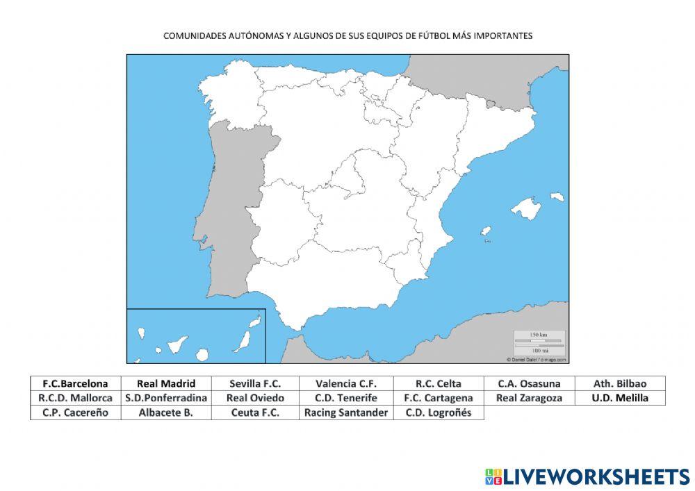 Comunidades Autónomas y equipos de fútbol