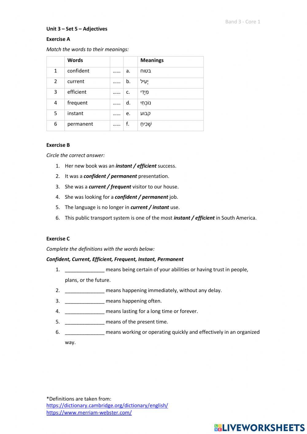 Band 3 (Core 1) - Unit 3 - Set 5