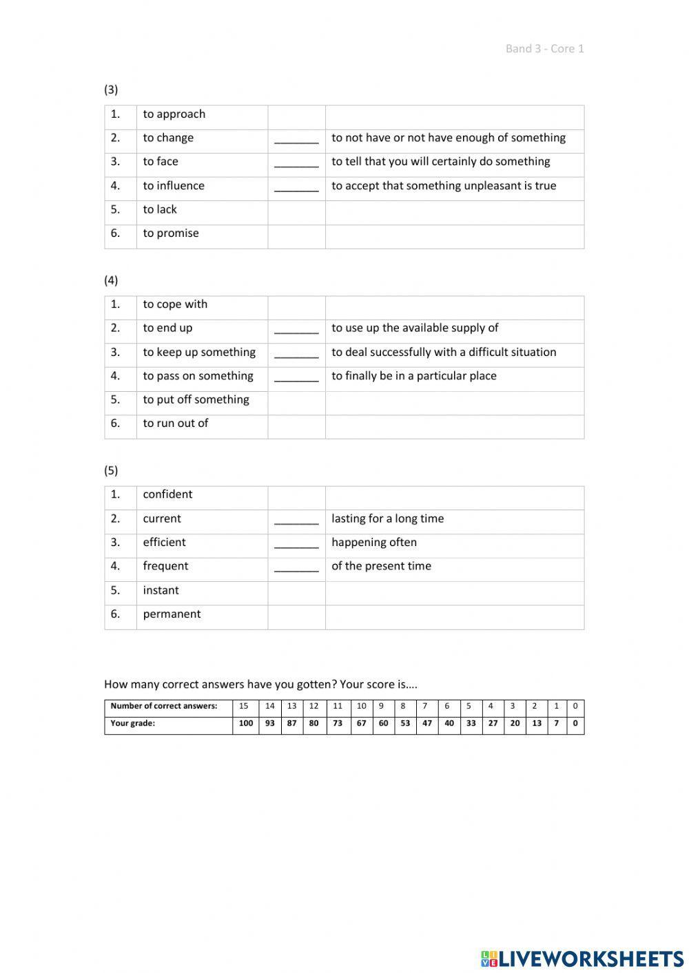 Band 3 (Core 1) - Unit 3 - Test