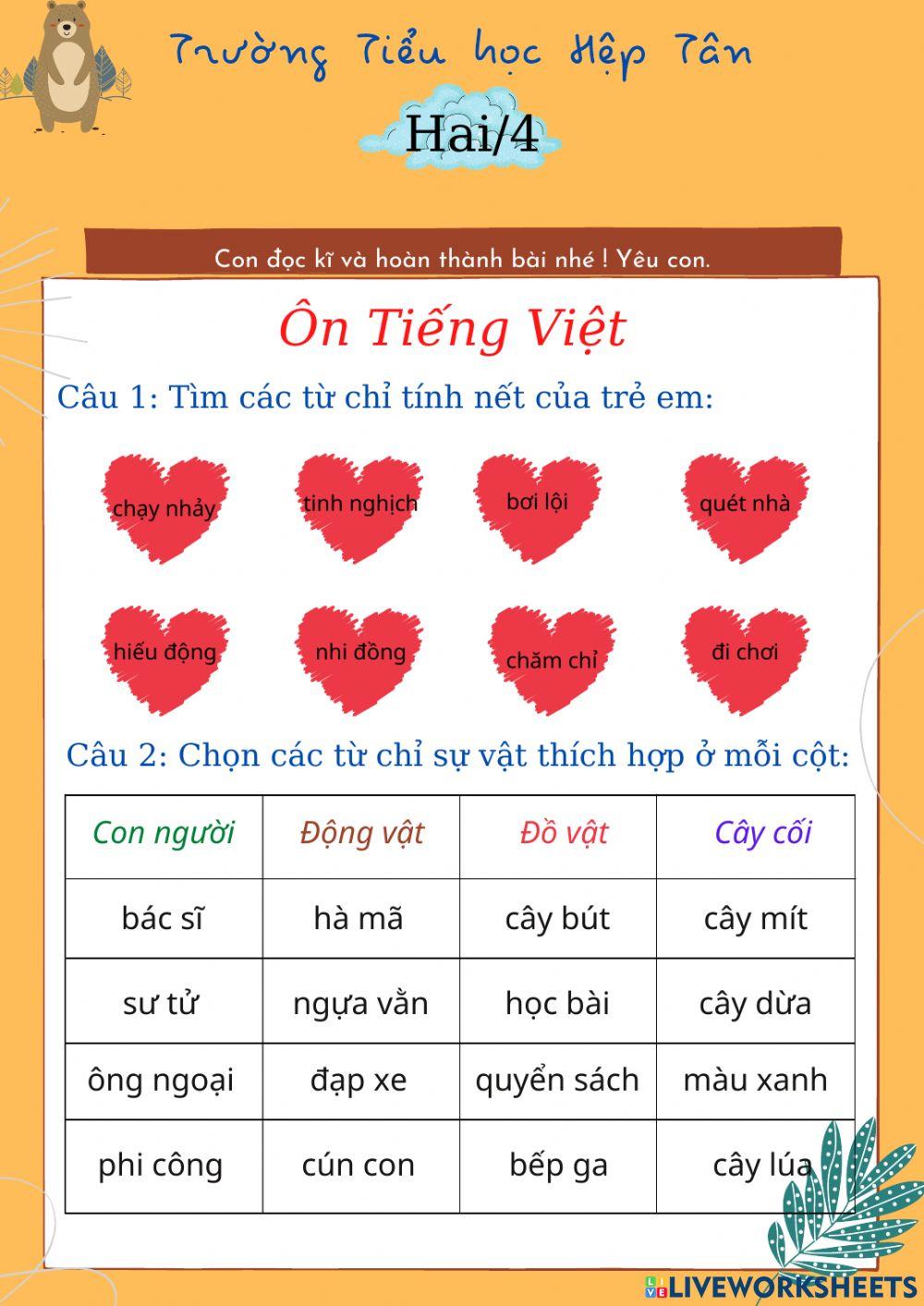 Ôn Tiếng Việt tuần 2