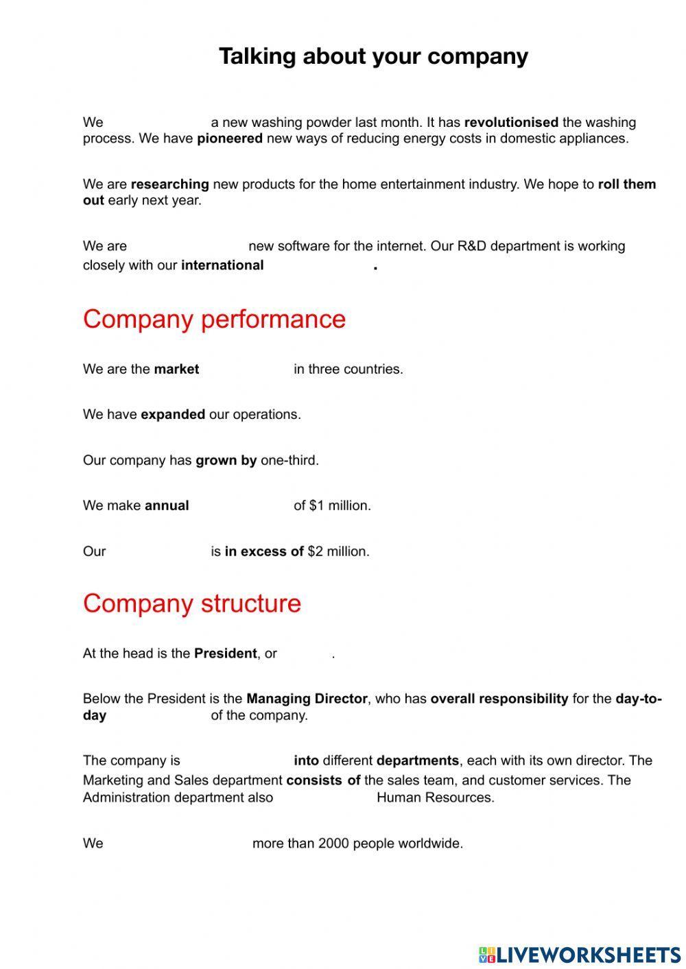 Talking about a company