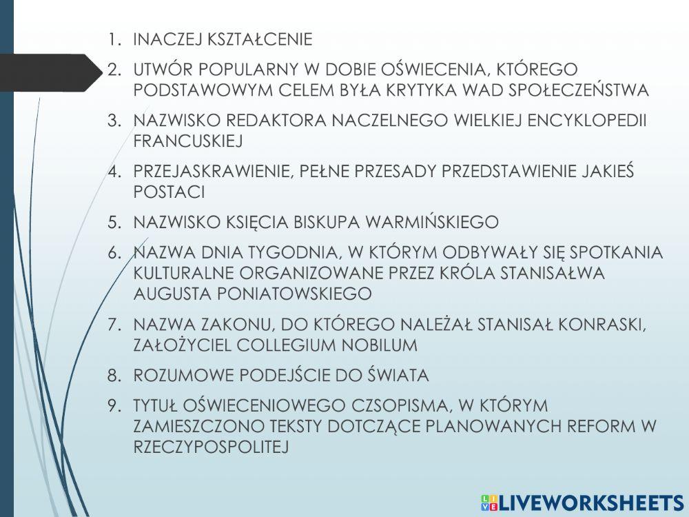 Oświeceni - powtórzenie wiadomości