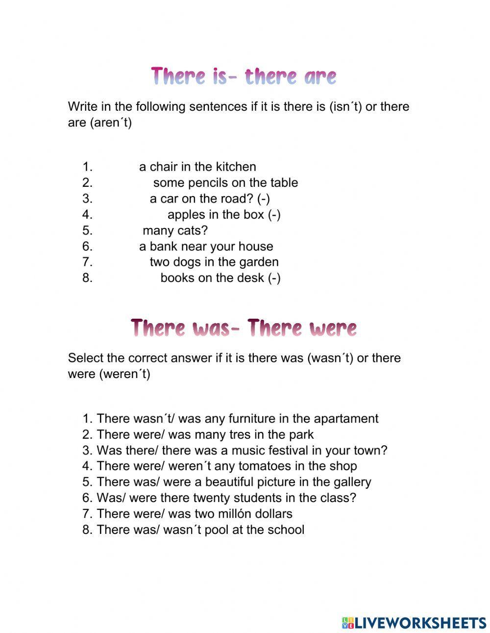 El uso de: there is, there are, there was y there were