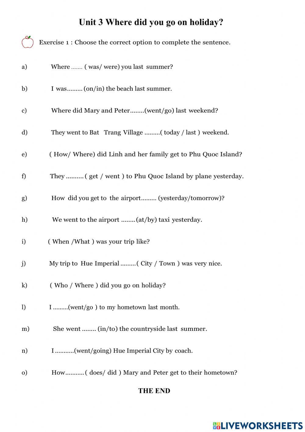 K5-Unit 3: Where did you go on holiday