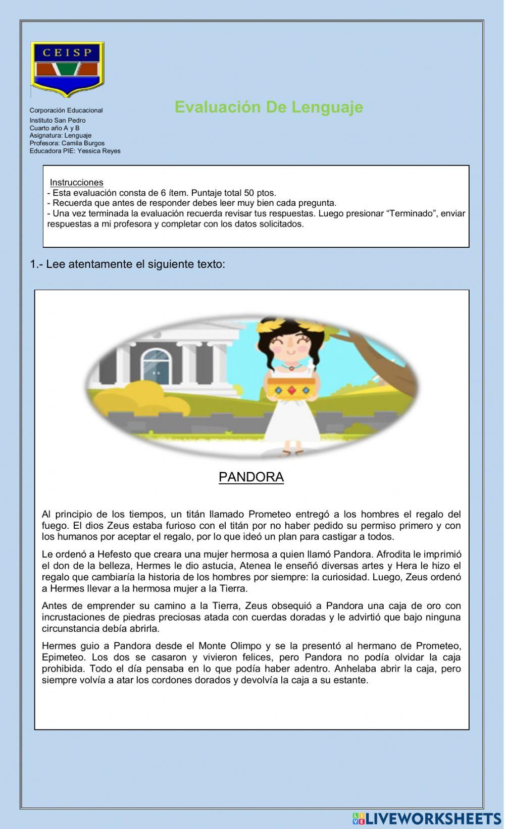 Evaluación 4º básico