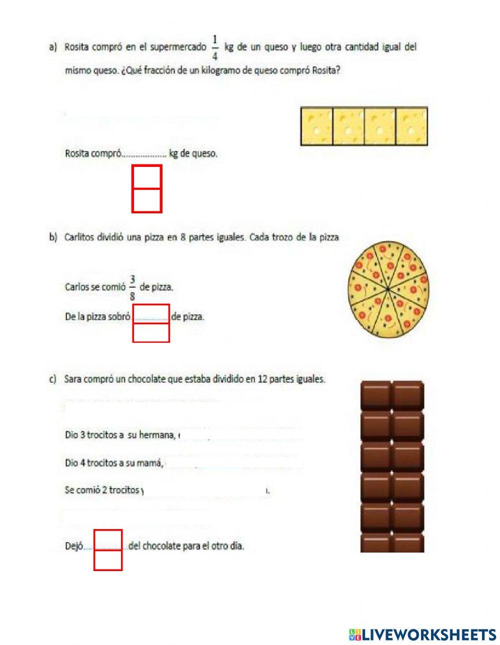 Ejercicios de fracciones