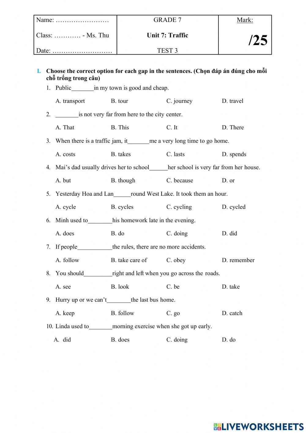 English 7 unit 7 test 3