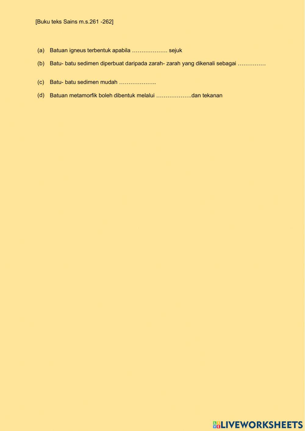 Sains Tingkatan 1 Bab 9.2 Bahan Bumi