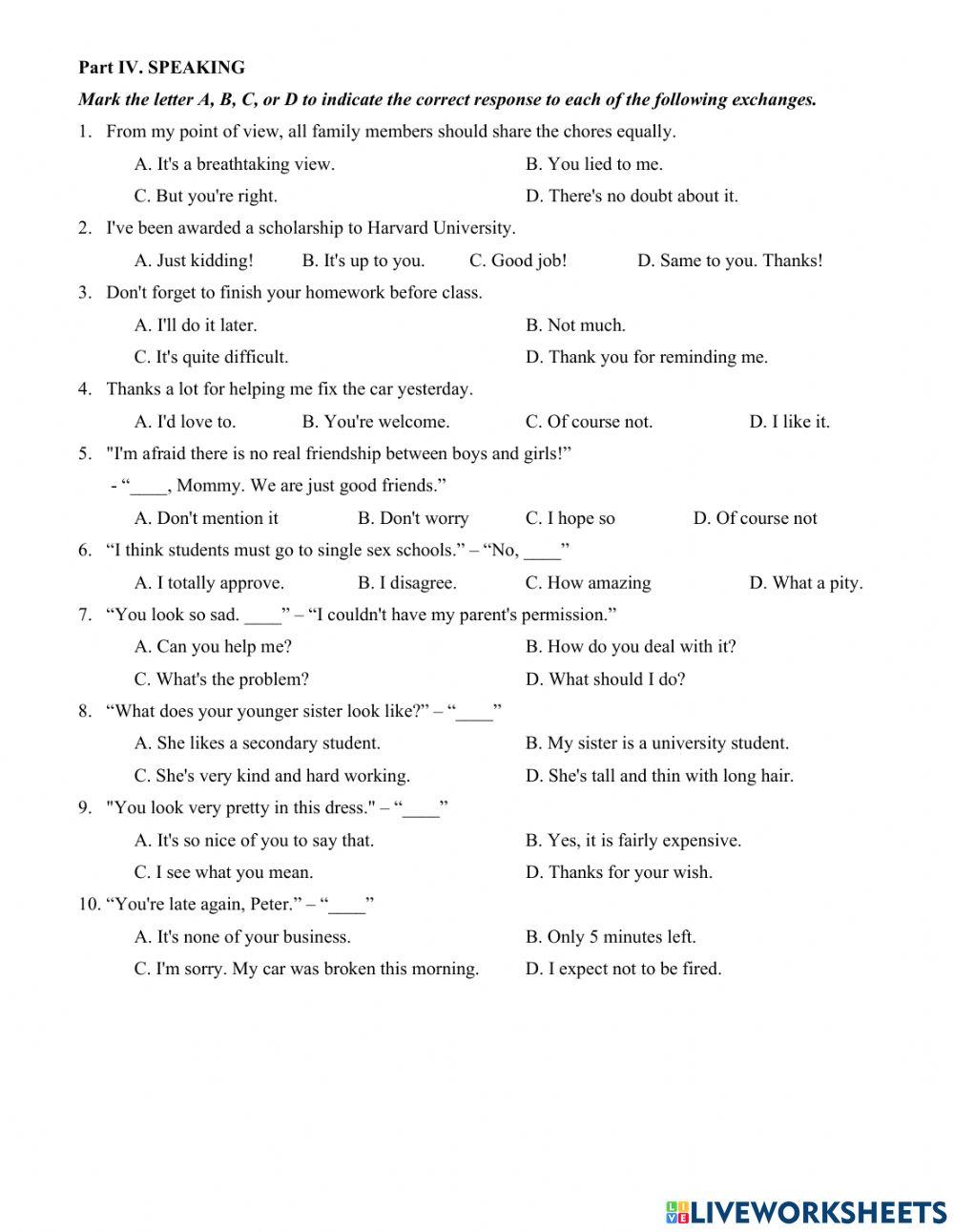 Revision for first Mid-term test - speaking