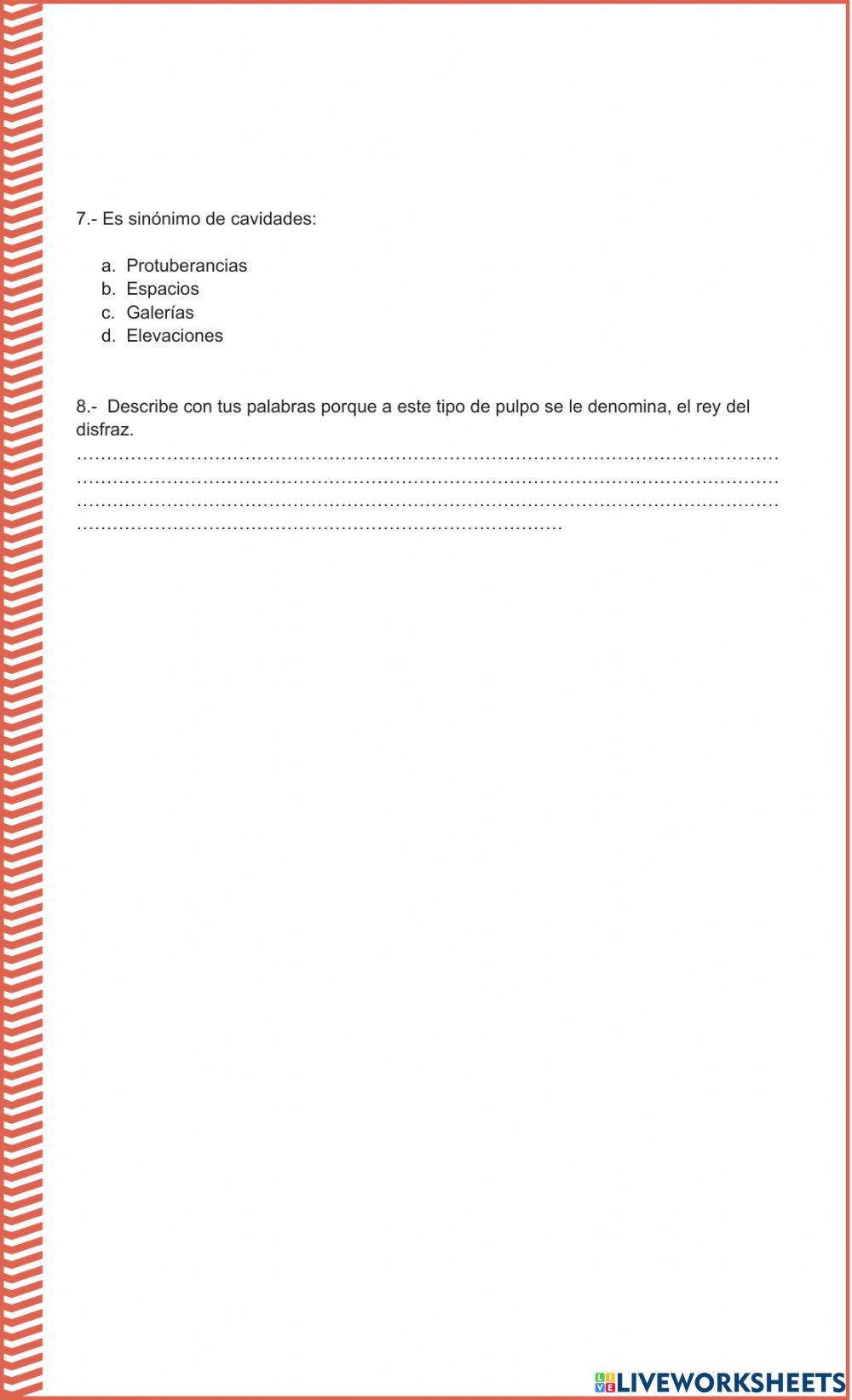 El rey del disfraz, comprension lectora