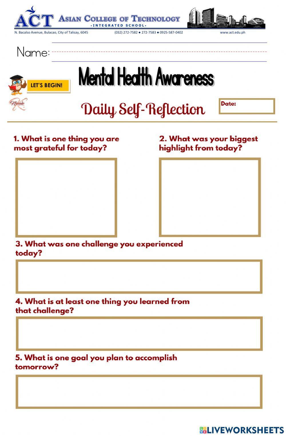 Grade 3 Mental Health Awareness Worksheet online exercise for Live