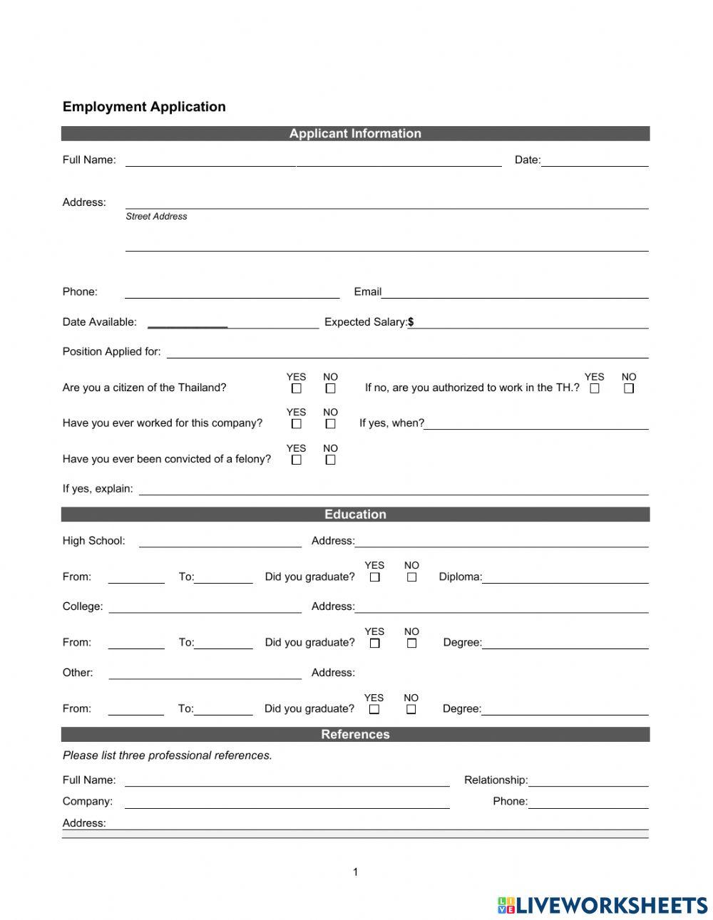 Job application