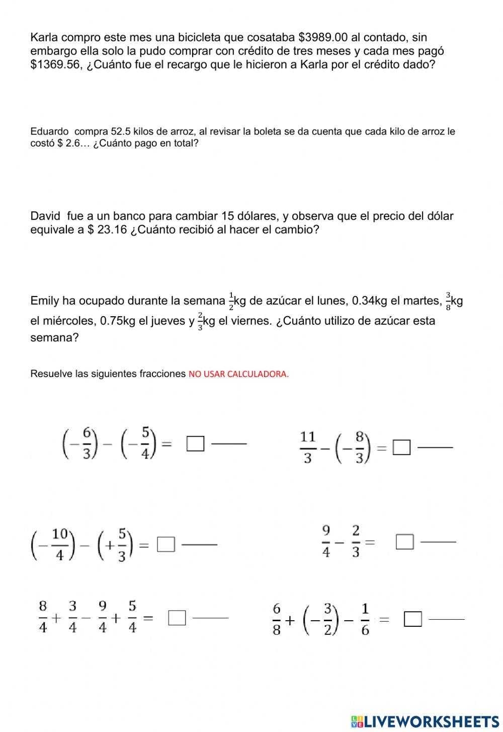 Potenciacion- fracciones positivas y negativas
