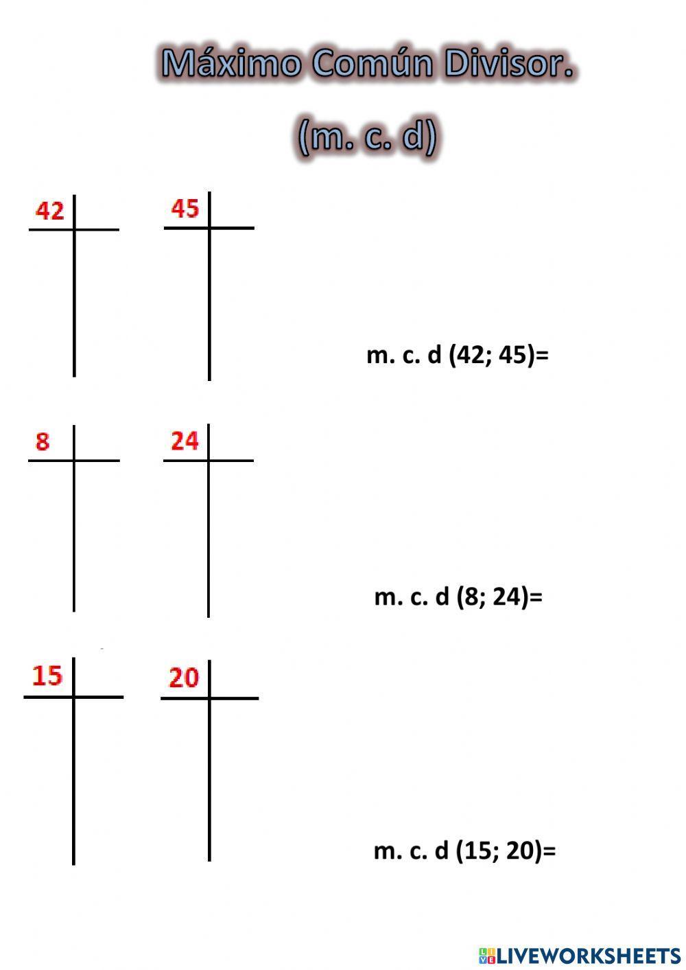 Maximo comun divisor Maximo comun divisor