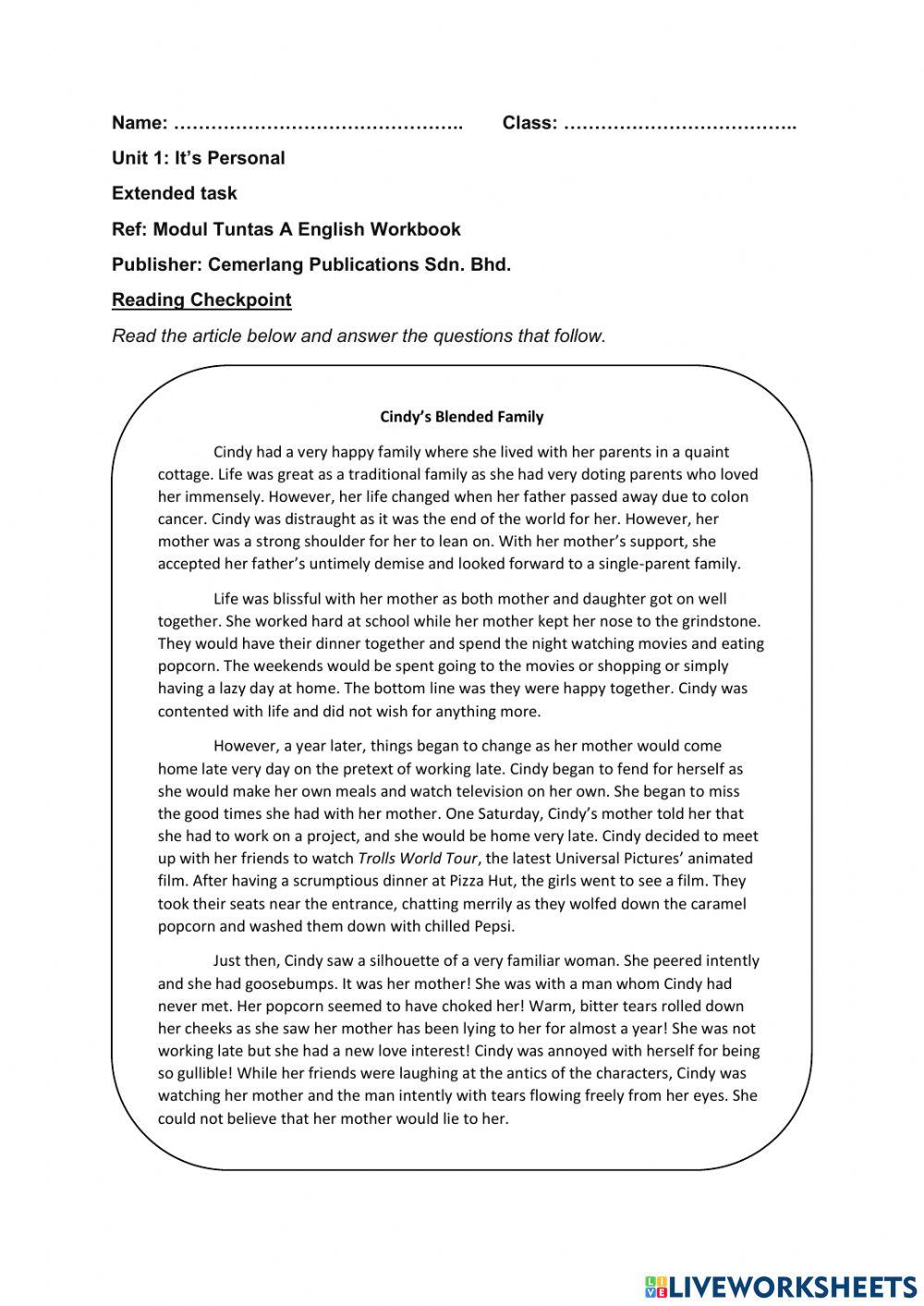 Unit 1: It's Personal