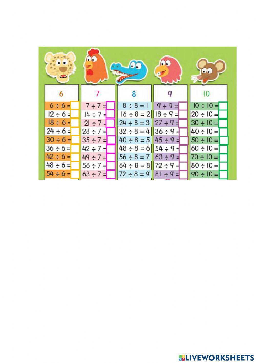 Division time tables