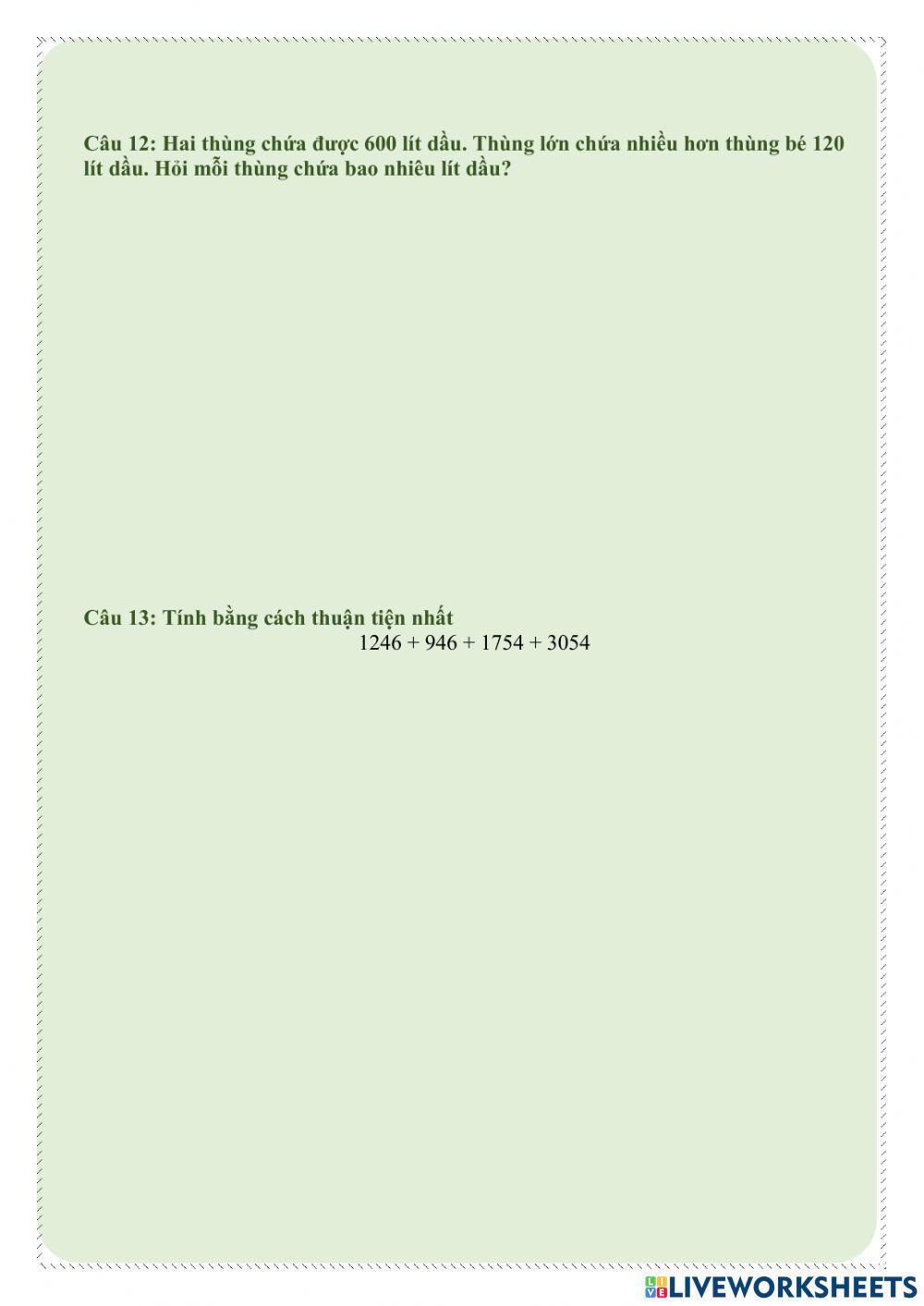 Bài tập tự luyện toán