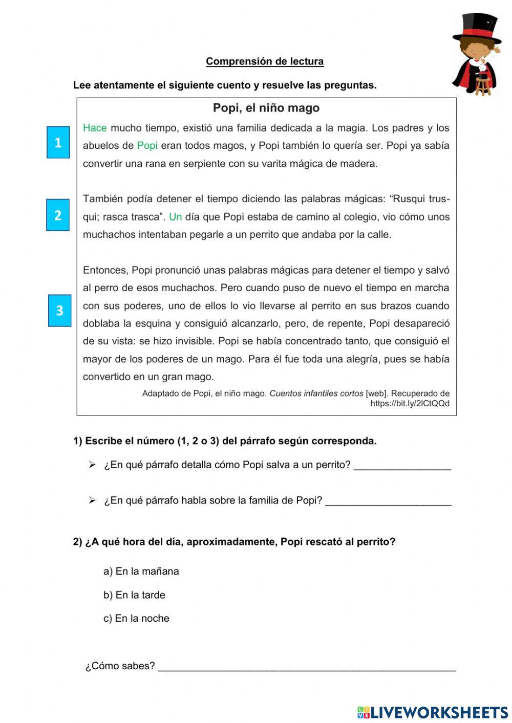 Comprensión de lectura