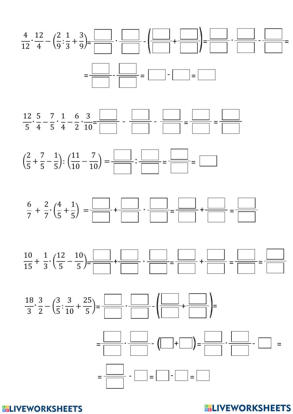 Operaciones combinadas con fracciones