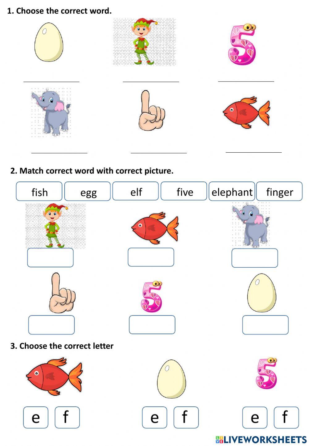 Unit 2 - letter e,f worksheet | Live Worksheets