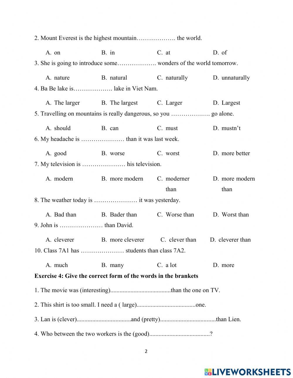 Monthly test - Grade 6 - Month 10