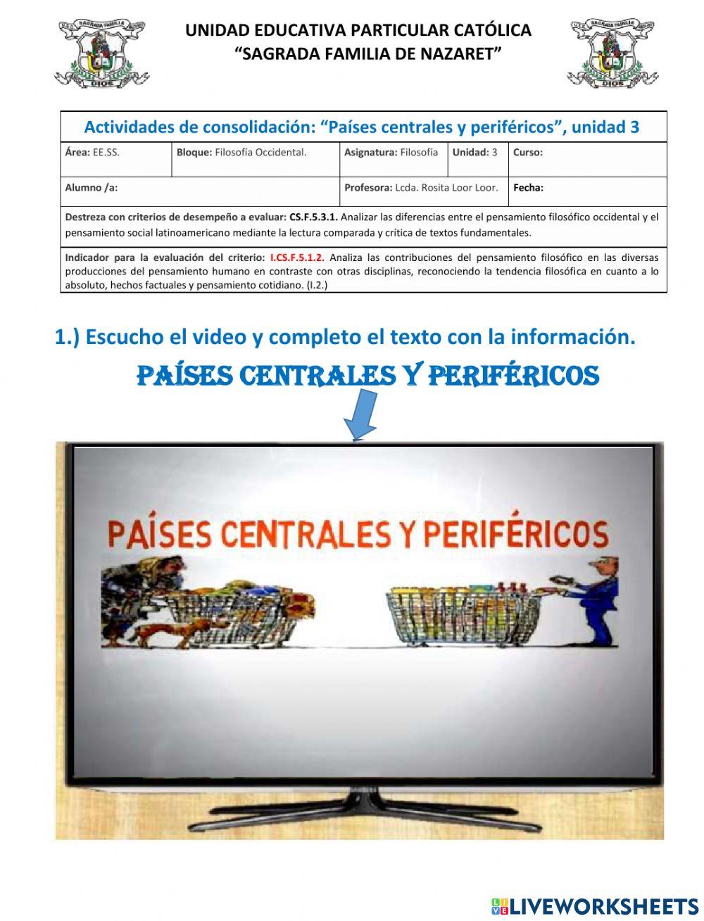 Ficha interactiva- países del centro y periferia Ficha interactiva- países del centro y periferia
