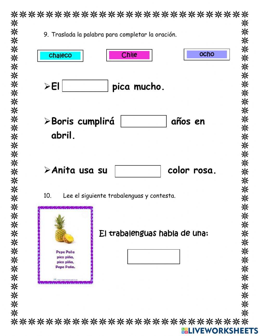 Examen de lenguaje worksheet for PRIMARIA | Live Worksheets