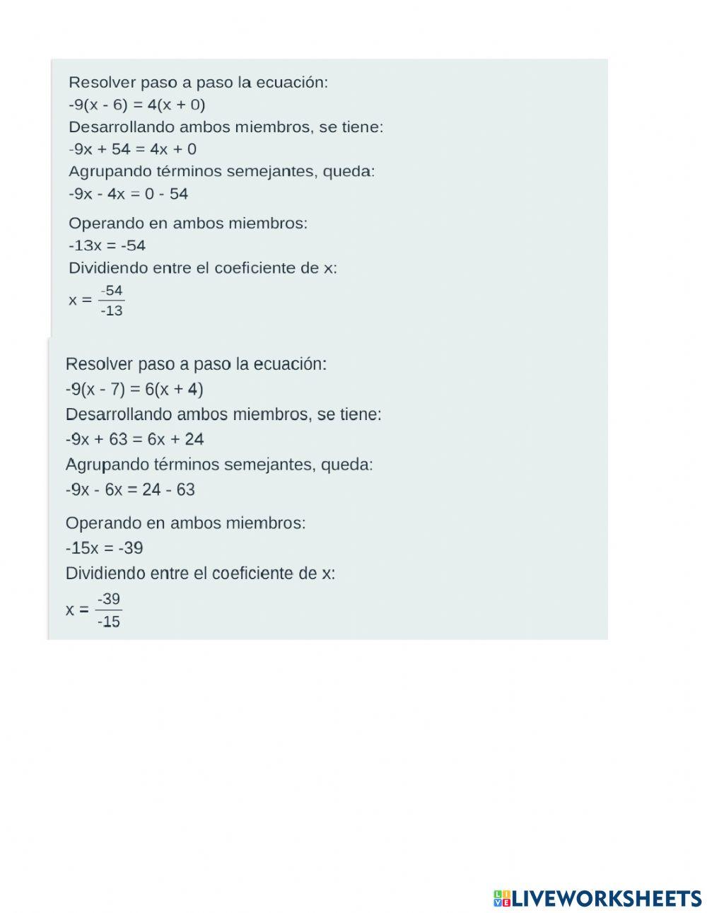 Ecuaciones de 1 grado