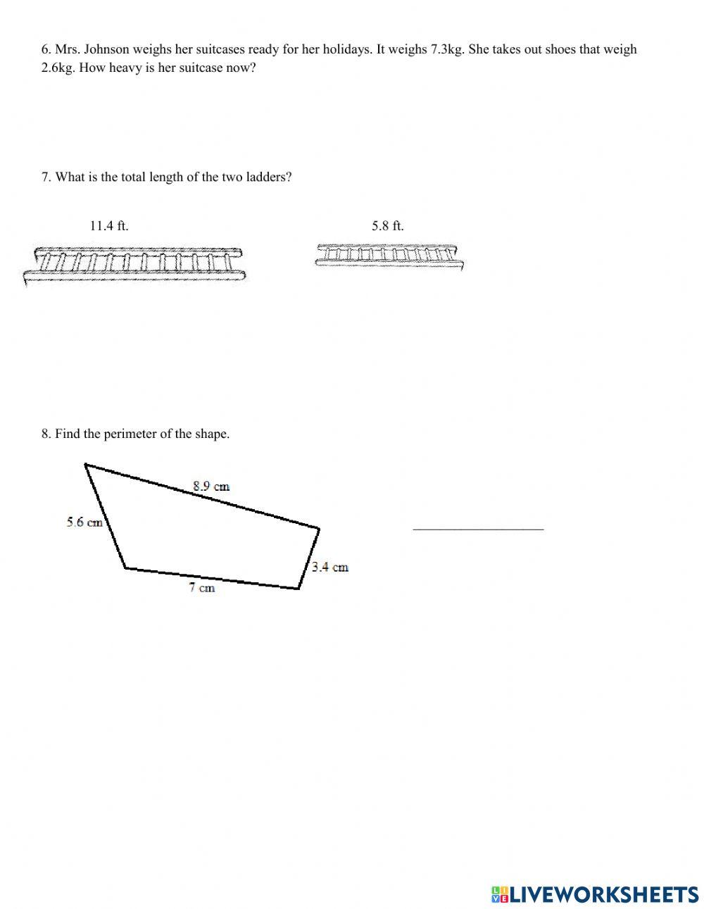 DECIMALS: COMPARE, ORDER, ADD - SUBTRACT DECIMALS online exercise for ...