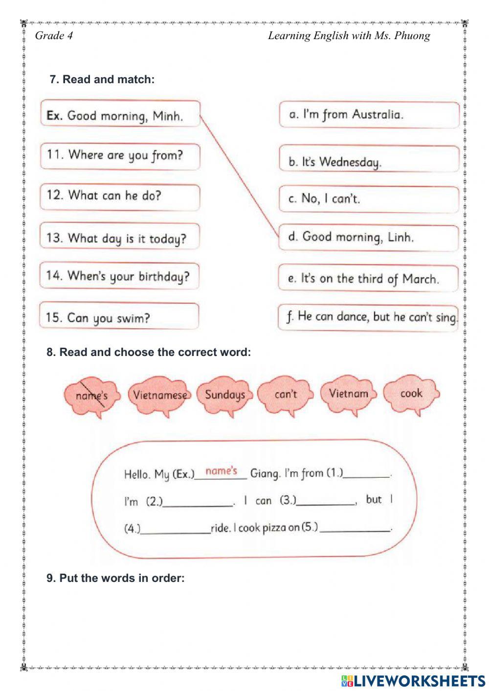 English 4 - Mid- Term Test 1