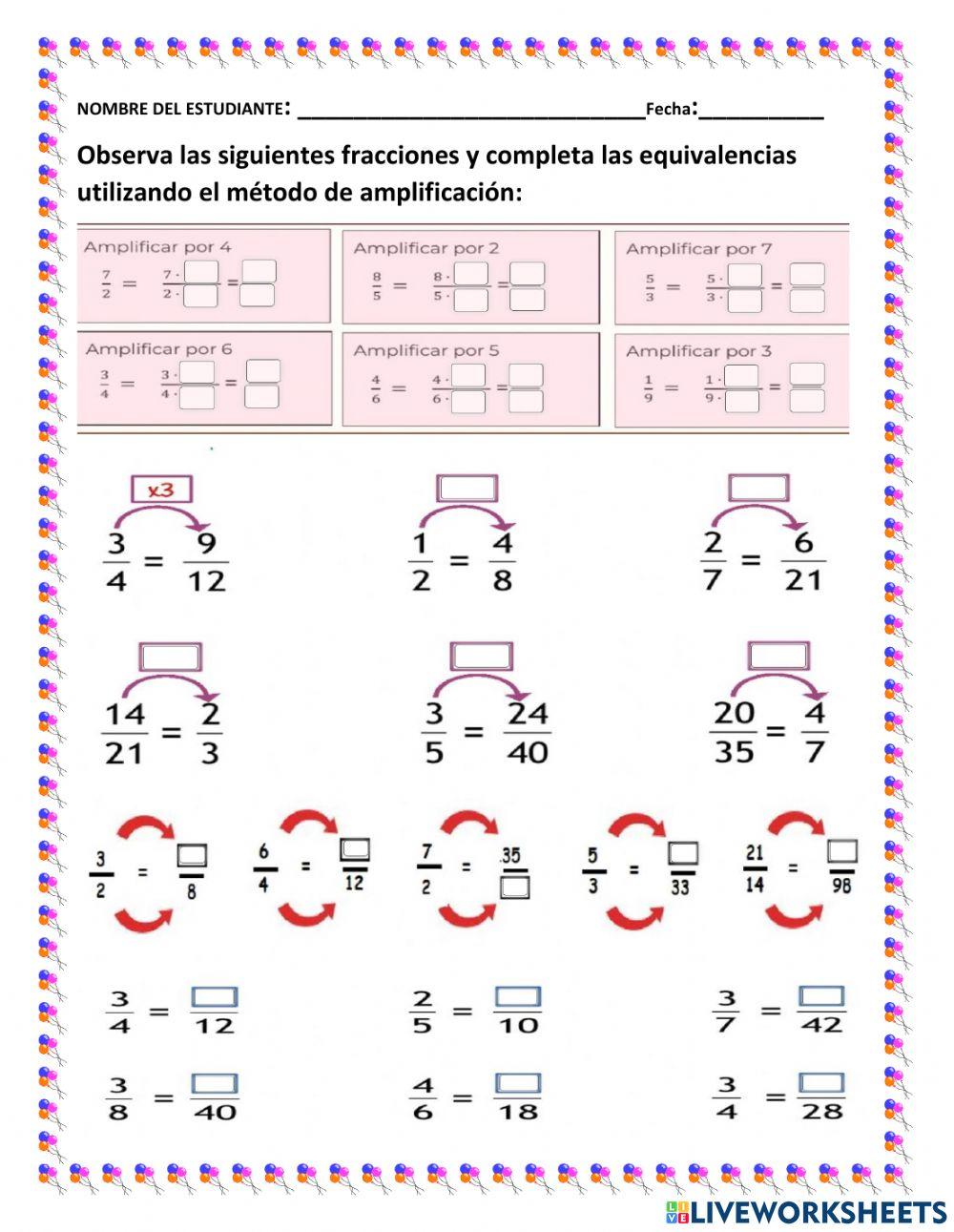 Fracciones equivalentes amplificadas