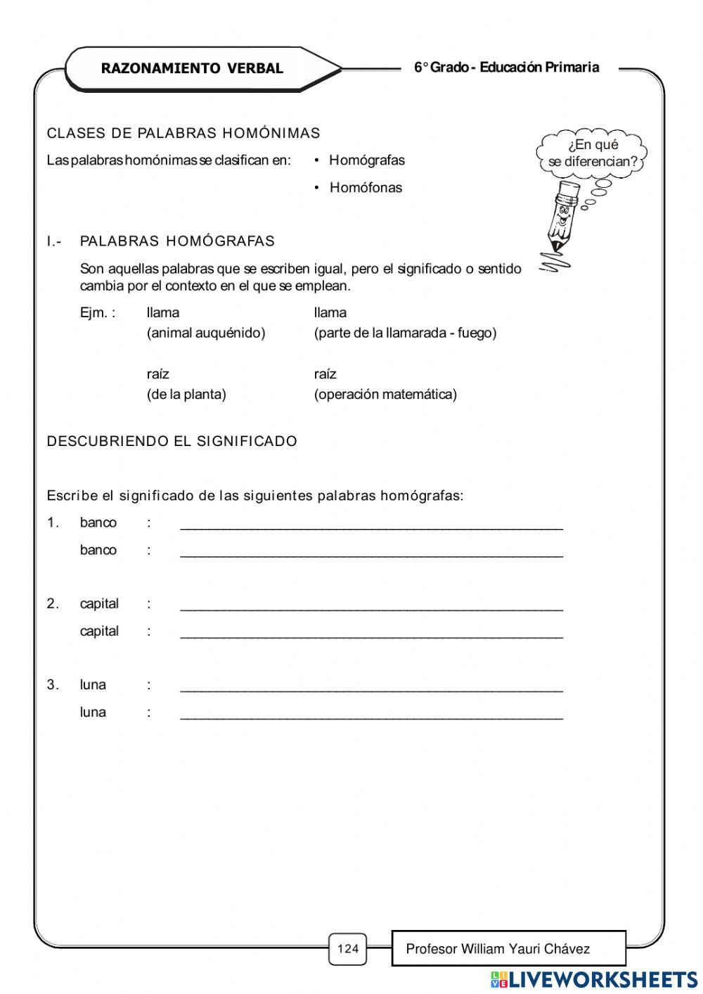 Palabras Homógrafas