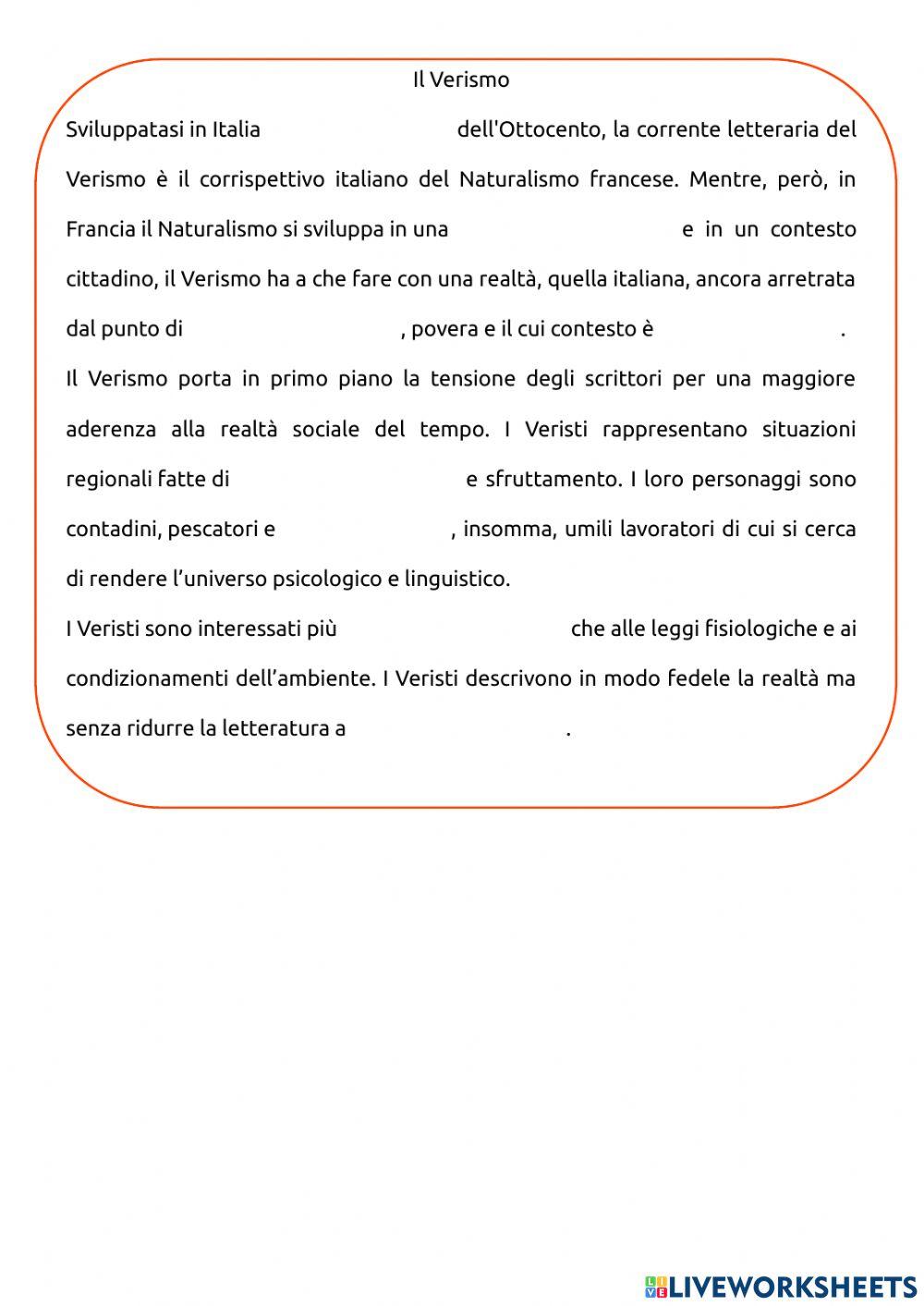 Dal Positivismo a Verga