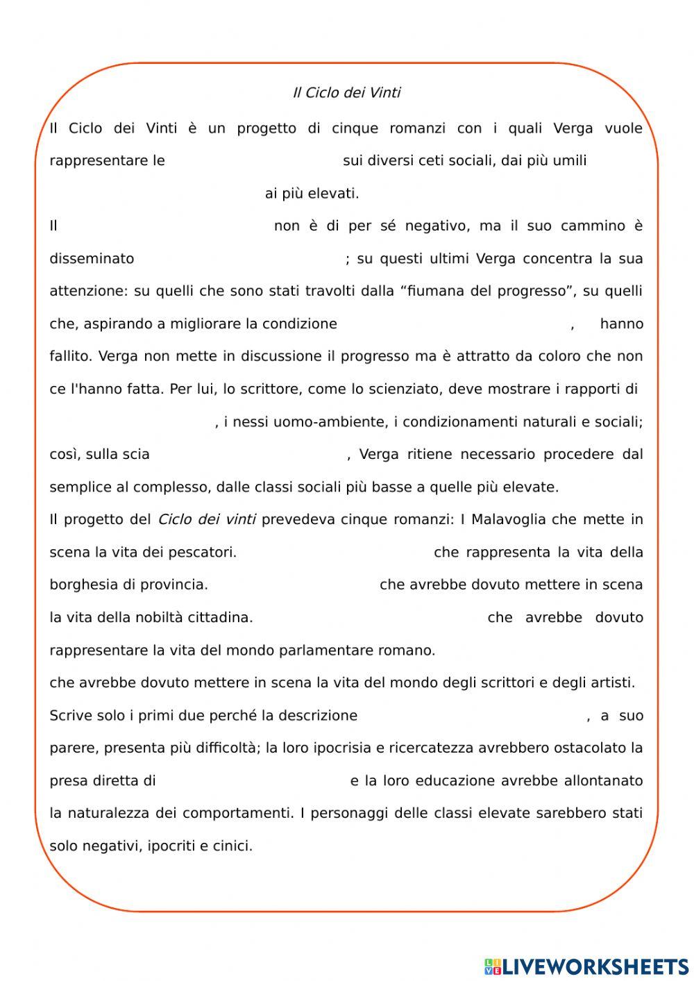 Dal Positivismo a Verga