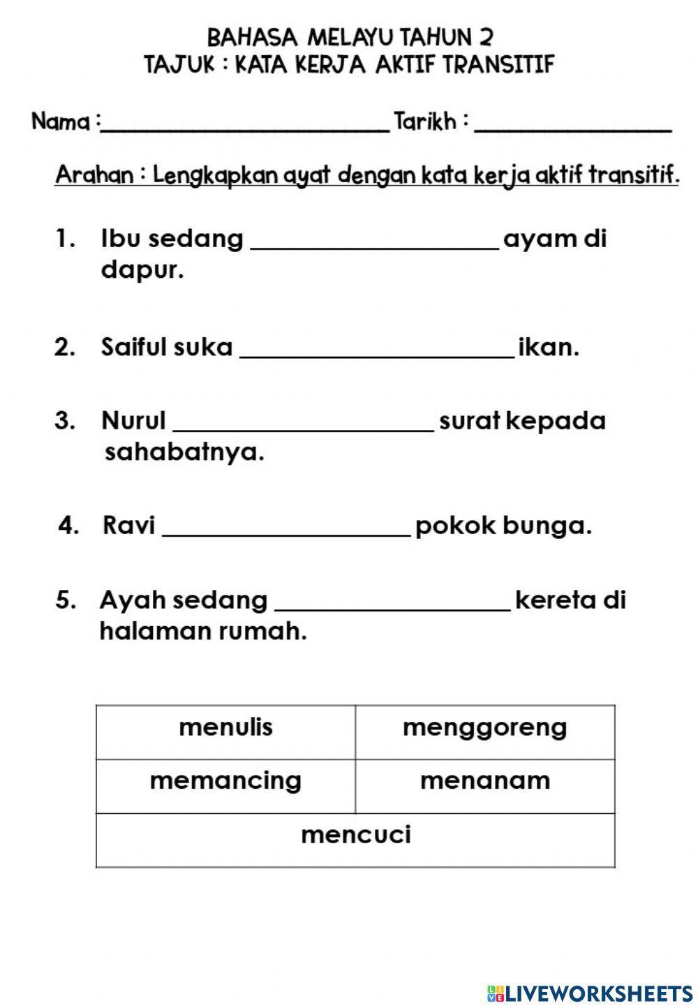 Kata kerja aktif transitif