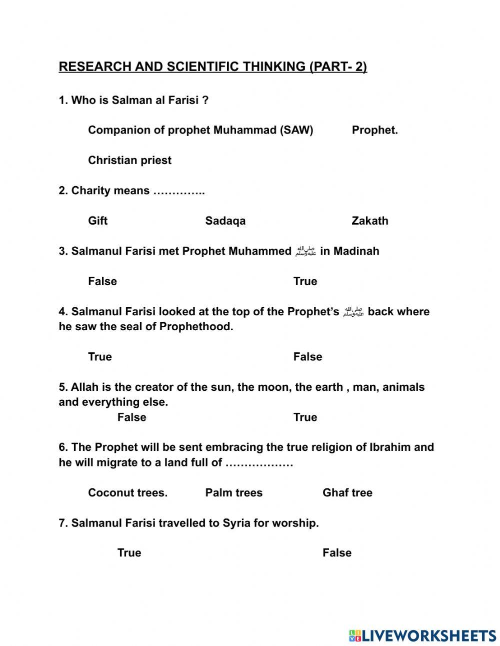 Reasearch and scientific thinking part 2