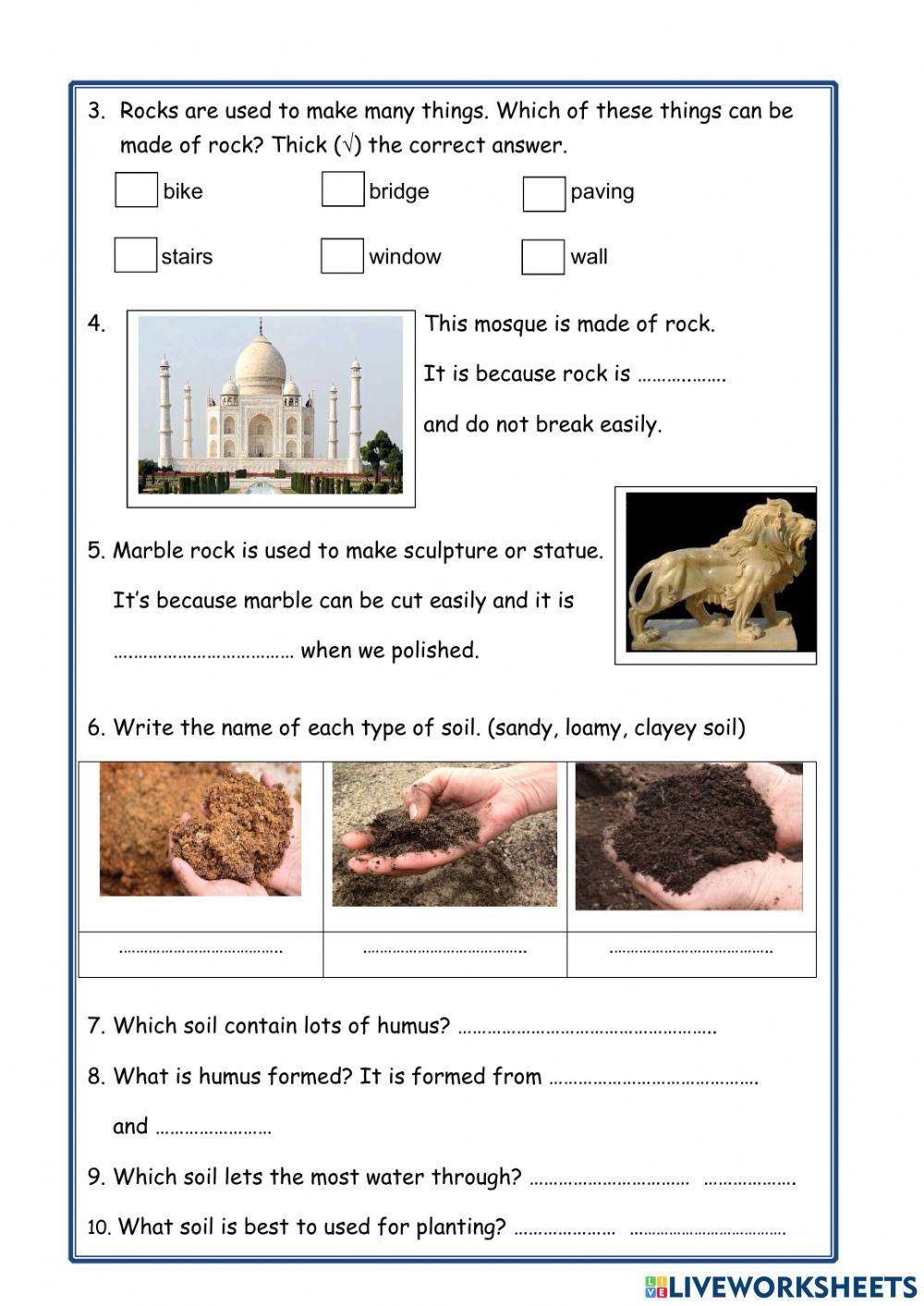 Rocks and other materials