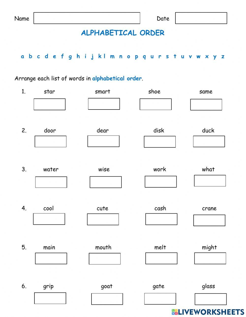 Alphabetical Order