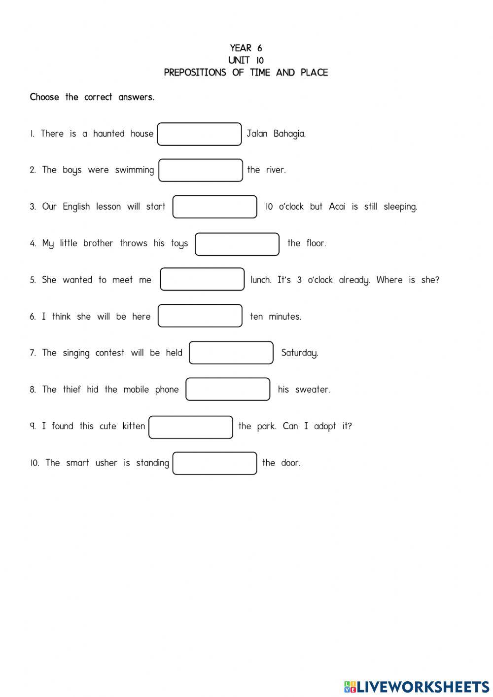 Prepositions of Time and Place