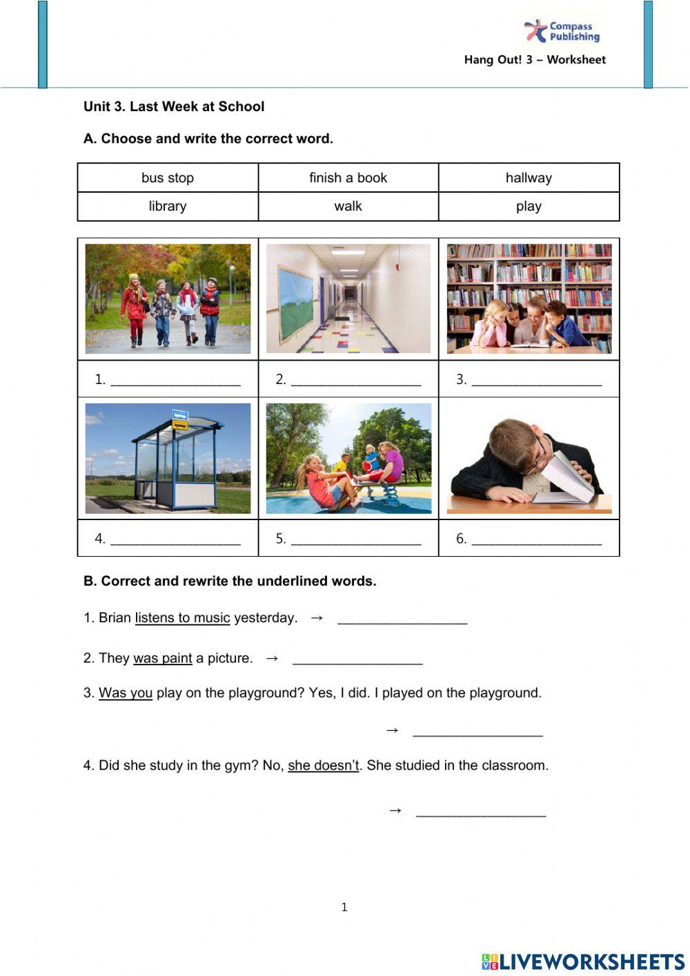 Past tense unit 3 worksheet