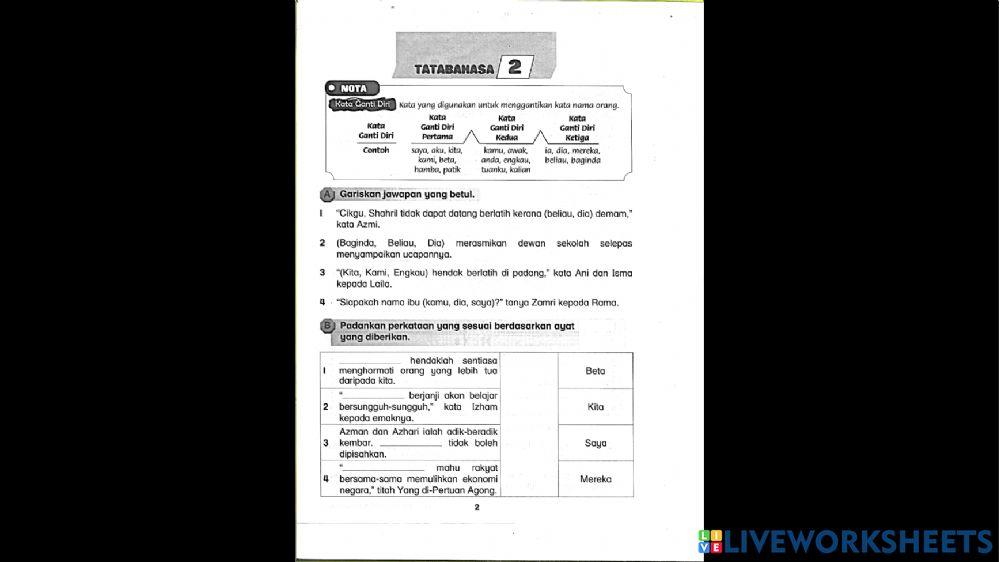 Latihan tatabahasa 1
