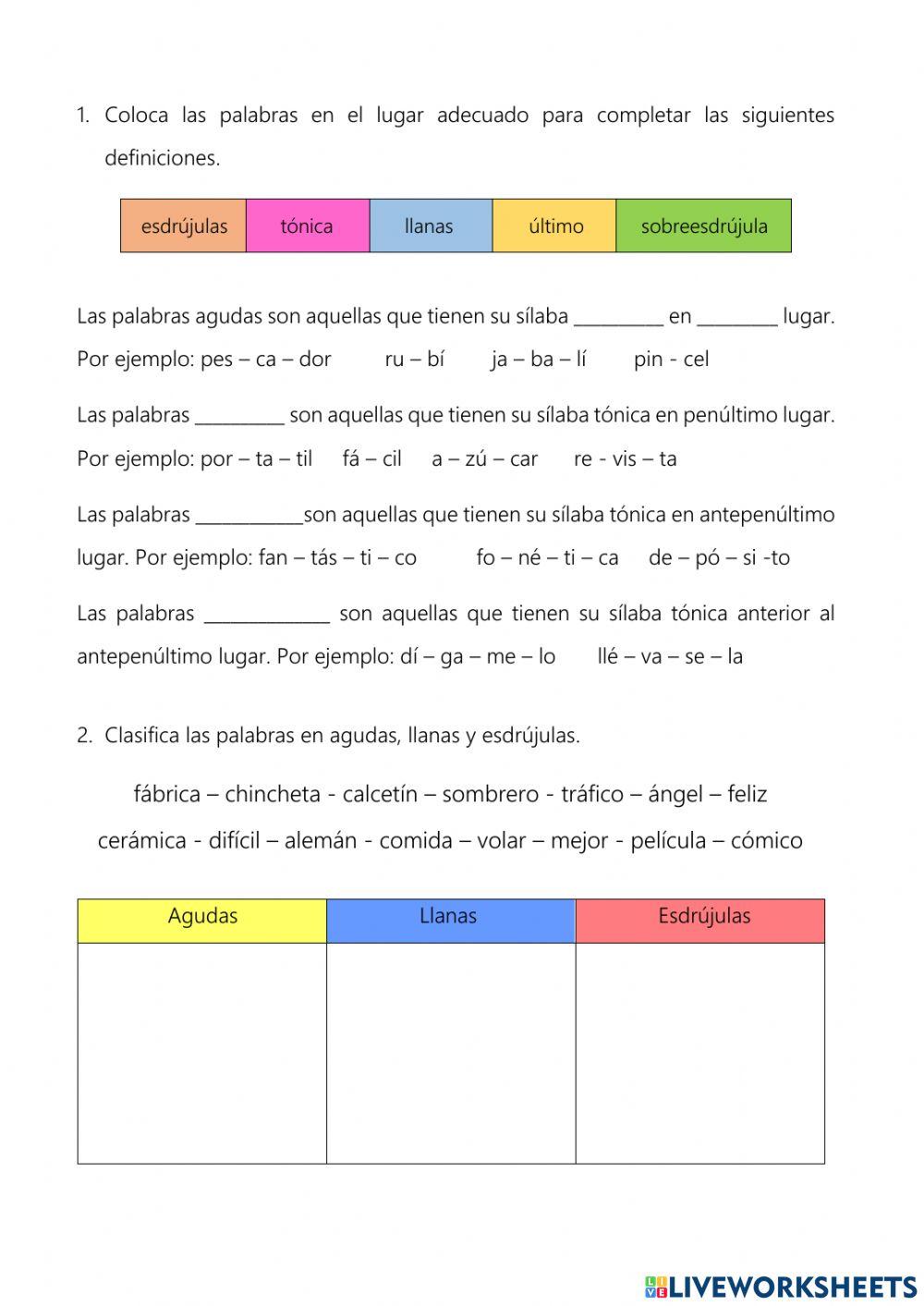 Agudas, llanas y esdrújulas