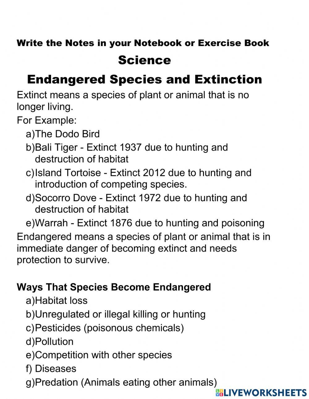 Extinct and Endangered