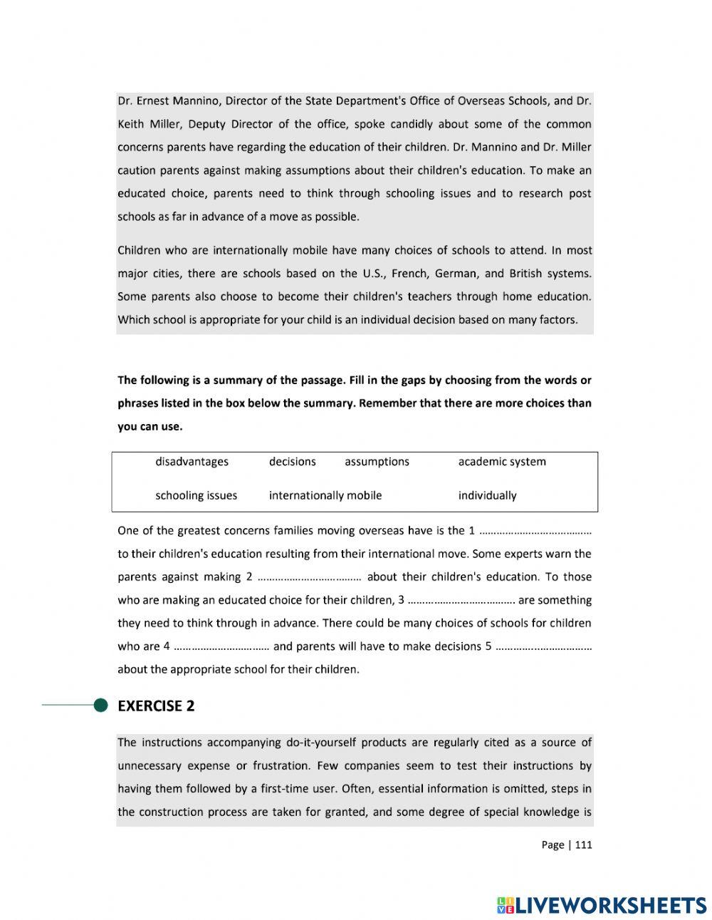 Reading: Homework unit 4