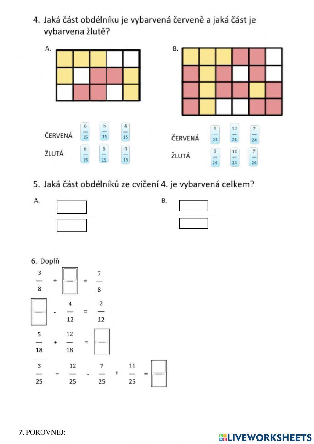 Písemka - zlomky 6.ročník
