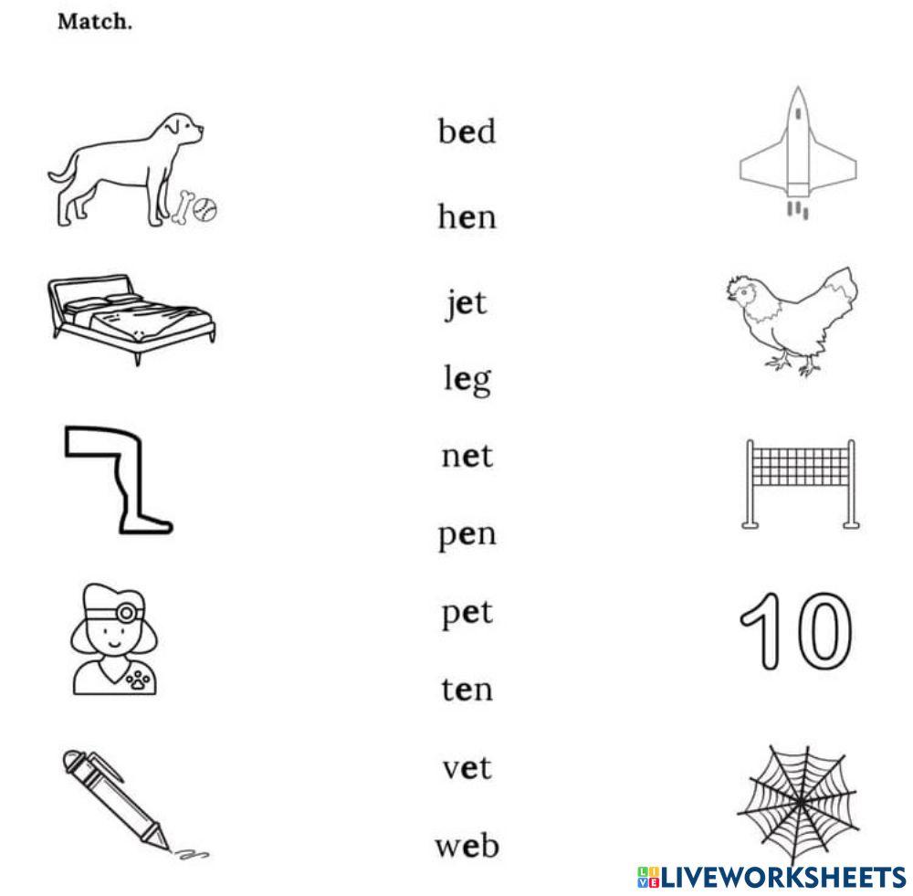 E cvc worksheet Live Worksheets