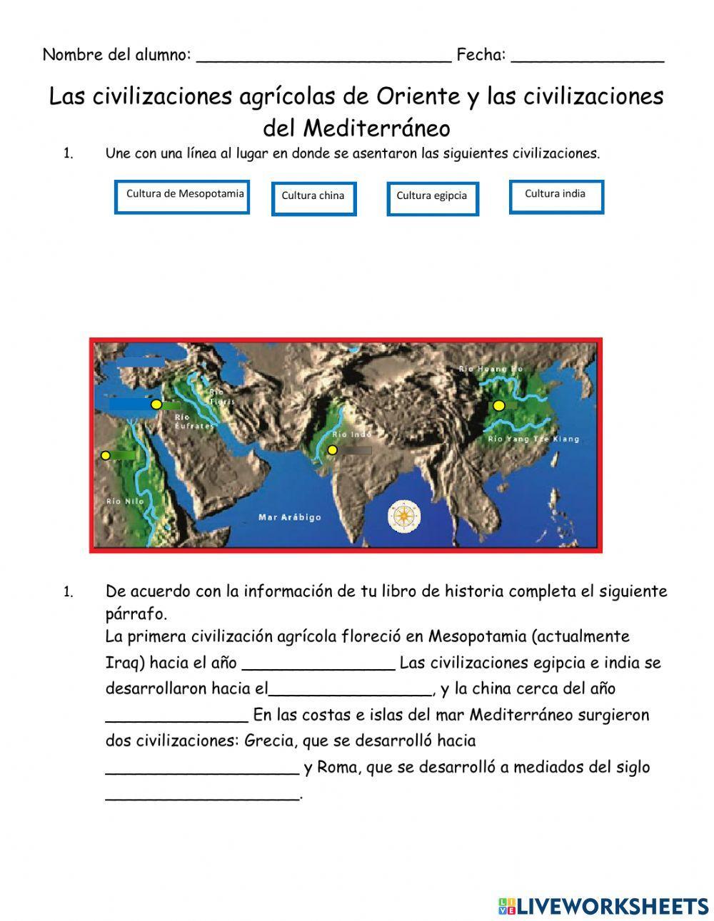 Civilizaciones agricolas de oriente y el mediterraneo