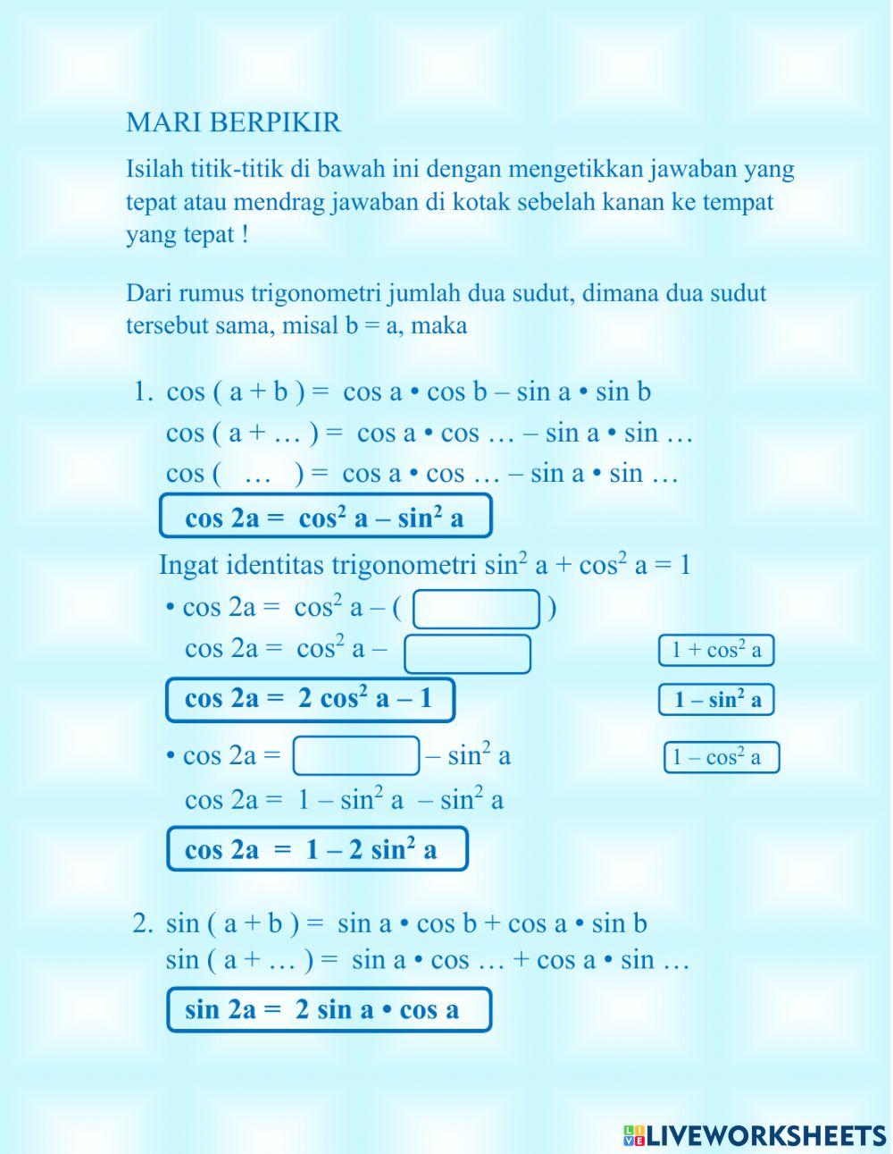 Rumus trigonometri sudut rangkap