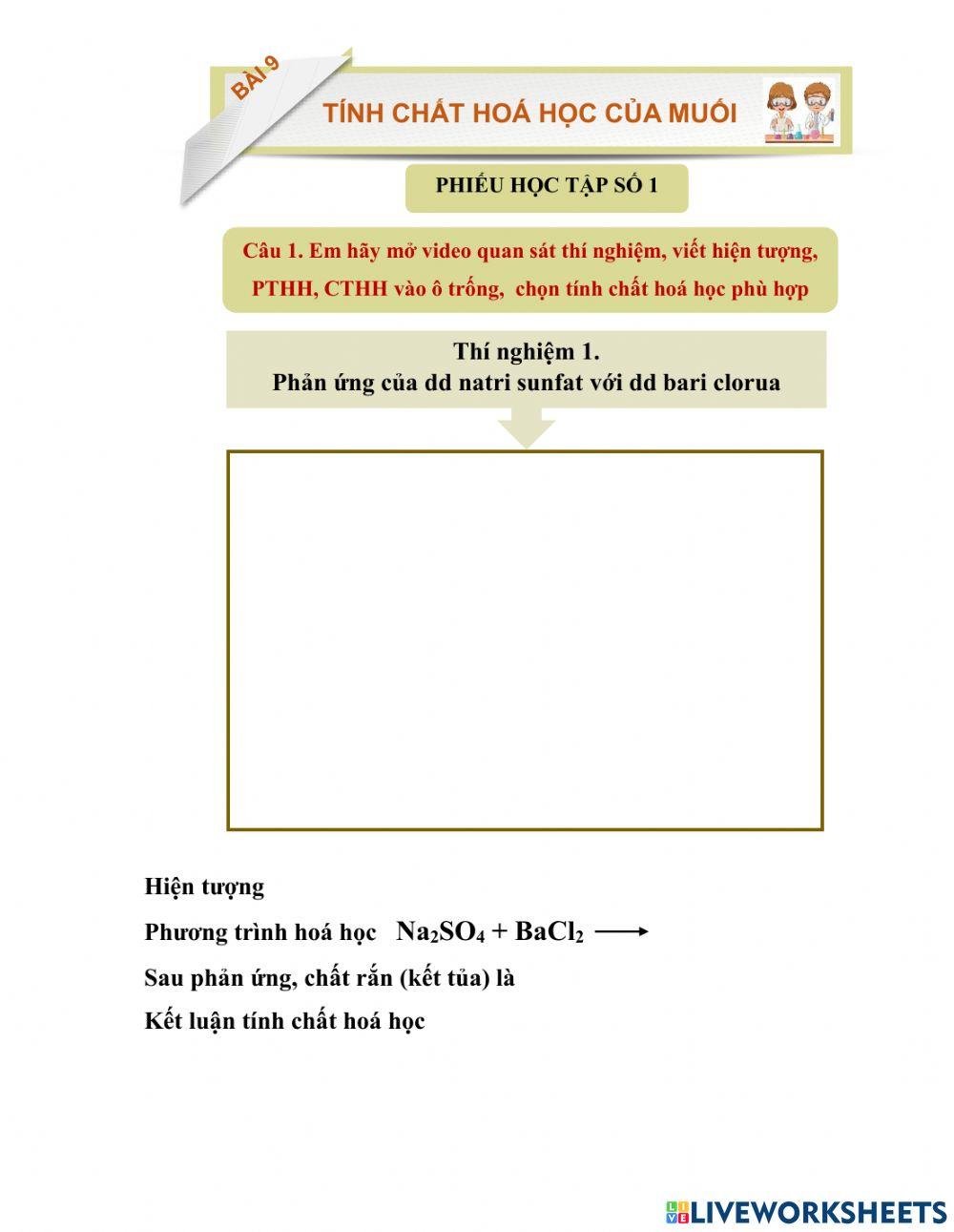 Tính chất hoá học của muối