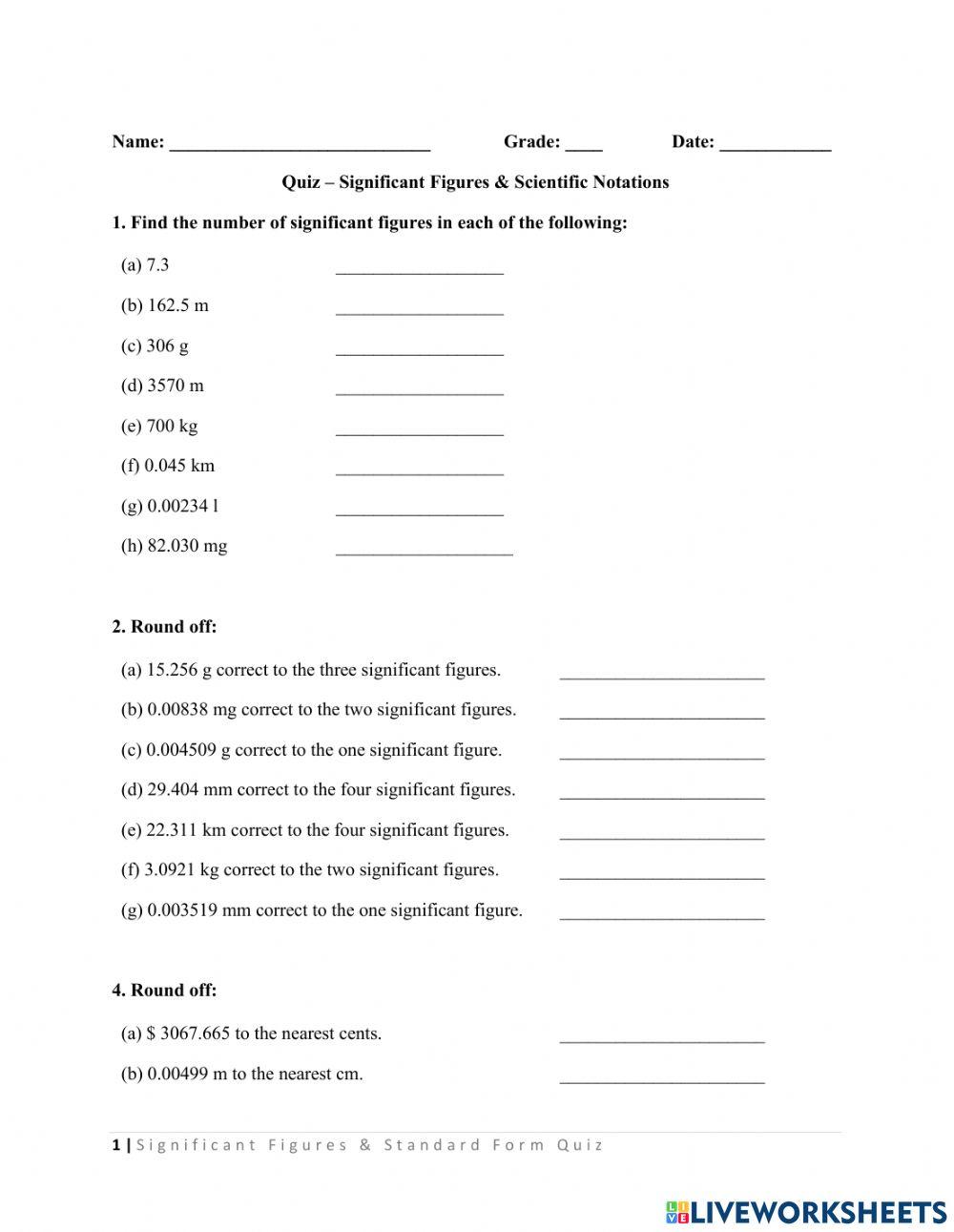 3450469 Scientific Notation and Significant Figures